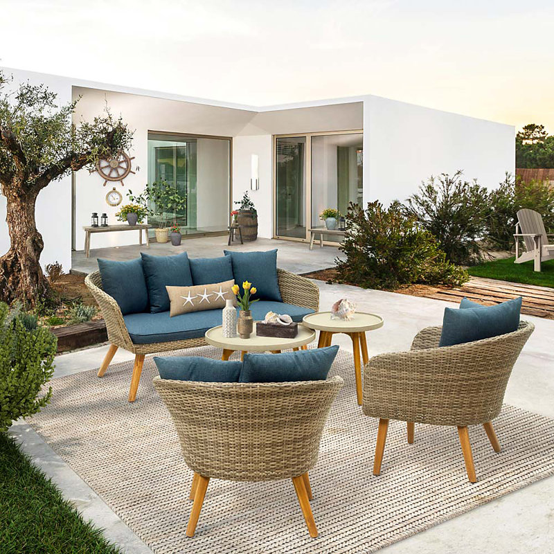 Corrigan Studio® Devonshire 5 Piece Sofa Seating Group with Cushions